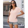 imageZeagoo Short Sleeve Shirts for Women Casual Soft V Neck Basic Tee Tops Summer Outfit ClothesBlackApricot