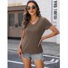 imageZeagoo Short Sleeve Shirts for Women Casual Soft V Neck Basic Tee Tops Summer Outfit ClothesBlackBrown