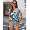 imageZeagoo Short Sleeve Shirts for Women Casual Soft V Neck Basic Tee Tops Summer Outfit ClothesBlackFlower1