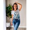 imageZeagoo Short Sleeve Shirts for Women Casual Soft V Neck Basic Tee Tops Summer Outfit ClothesBlackFlower1