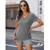 imageZeagoo Short Sleeve Shirts for Women Casual Soft V Neck Basic Tee Tops Summer Outfit ClothesBlackGrey