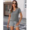 imageZeagoo Short Sleeve Shirts for Women Casual Soft V Neck Basic Tee Tops Summer Outfit ClothesBlackGrey