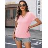 imageZeagoo Short Sleeve Shirts for Women Casual Soft V Neck Basic Tee Tops Summer Outfit ClothesBlackPink