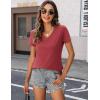 imageZeagoo Short Sleeve Shirts for Women Casual Soft V Neck Basic Tee Tops Summer Outfit ClothesBlackRed