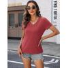 imageZeagoo Short Sleeve Shirts for Women Casual Soft V Neck Basic Tee Tops Summer Outfit ClothesBlackRed