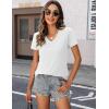 imageZeagoo Short Sleeve Shirts for Women Casual Soft V Neck Basic Tee Tops Summer Outfit ClothesBlackWhite