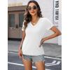 imageZeagoo Short Sleeve Shirts for Women Casual Soft V Neck Basic Tee Tops Summer Outfit ClothesWhiteApricot