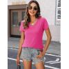 imageZeagoo Short Sleeve Shirts for Women Casual Soft V Neck Basic Tee Tops Summer Outfit ClothesWhiteRose Red
