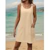 imageZeagoo Summer Dress for Women Sleeveless Tank Dress with Pockets Casual Short A Line Dress Crewneck Sundress 2025Beige