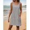 imageZeagoo Summer Dress for Women Sleeveless Tank Dress with Pockets Casual Short A Line Dress Crewneck Sundress 2025Black Stripe
