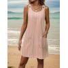 imageZeagoo Summer Dress for Women Sleeveless Tank Dress with Pockets Casual Short A Line Dress Crewneck Sundress 2025Dustypink Stripe