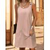 imageZeagoo Summer Dress for Women Sleeveless Tank Dress with Pockets Casual Short A Line Dress Crewneck Sundress 2025Dustypink Stripe