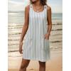 imageZeagoo Summer Dress for Women Sleeveless Tank Dress with Pockets Casual Short A Line Dress Crewneck Sundress 2025Green Stripe