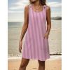 imageZeagoo Summer Dress for Women Sleeveless Tank Dress with Pockets Casual Short A Line Dress Crewneck Sundress 2025Hotpink Stripe