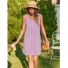 imageZeagoo Summer Dress for Women Sleeveless Tank Dress with Pockets Casual Short A Line Dress Crewneck Sundress 2025Hotpink Stripe