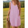 imageZeagoo Summer Dress for Women Sleeveless Tank Dress with Pockets Casual Short A Line Dress Crewneck Sundress 2025Hotpink Stripe