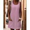 imageZeagoo Summer Dress for Women Sleeveless Tank Dress with Pockets Casual Short A Line Dress Crewneck Sundress 2025Hotpink Stripe