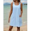imageZeagoo Summer Dress for Women Sleeveless Tank Dress with Pockets Casual Short A Line Dress Crewneck Sundress 2025Light Blue