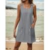 imageZeagoo Summer Dress for Women Sleeveless Tank Dress with Pockets Casual Short A Line Dress Crewneck Sundress 2025Navyblue Stripe
