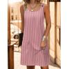 imageZeagoo Summer Dress for Women Sleeveless Tank Dress with Pockets Casual Short A Line Dress Crewneck Sundress 2025Red Stripe