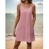 imageZeagoo Summer Dress for Women Sleeveless Tank Dress with Pockets Casual Short A Line Dress Crewneck Sundress 2025Red Stripe