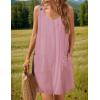 imageZeagoo Summer Dress for Women Sleeveless Tank Dress with Pockets Casual Short A Line Dress Crewneck Sundress 2025Red Stripe