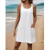 imageZeagoo Summer Dress for Women Sleeveless Tank Dress with Pockets Casual Short A Line Dress Crewneck Sundress 2025White