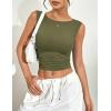 imageZeagoo Womens Going Out Tops Slim Fit Sleeveless Crop Tank Tops Crew Neck Sexy Basic Tee 2025 Y2k Fashion OutfitsArmy Green