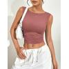 imageZeagoo Womens Going Out Tops Slim Fit Sleeveless Crop Tank Tops Crew Neck Sexy Basic Tee 2025 Y2k Fashion OutfitsBurgundy