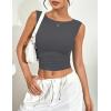 imageZeagoo Womens Going Out Tops Slim Fit Sleeveless Crop Tank Tops Crew Neck Sexy Basic Tee 2025 Y2k Fashion OutfitsDeep Grey