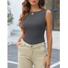 imageZeagoo Womens Going Out Tops Slim Fit Sleeveless Crop Tank Tops Crew Neck Sexy Basic Tee 2025 Y2k Fashion OutfitsWhiteDeep Grey