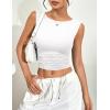 imageZeagoo Womens Going Out Tops Slim Fit Sleeveless Crop Tank Tops Crew Neck Sexy Basic Tee 2025 Y2k Fashion OutfitsWhiteDeep Grey