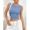 imageZeagoo Womens Going Out Tops Slim Fit Sleeveless Crop Tank Tops Crew Neck Sexy Basic Tee 2025 Y2k Fashion OutfitsWhiteHaze Blue