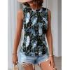 imageZeagoo Womens Ruched Tank Tops Summer Dressy Casual Crewneck Sleeveless Shirts SXXL2 Packblue Black Print and Black