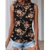 imageZeagoo Womens Ruched Tank Tops Summer Dressy Casual Crewneck Sleeveless Shirts SXXLBlack Orange Flower