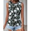 imageZeagoo Womens Ruched Tank Tops Summer Dressy Casual Crewneck Sleeveless Shirts SXXLBlack White Blue Flower
