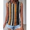 imageZeagoo Womens Ruched Tank Tops Summer Dressy Casual Crewneck Sleeveless Shirts SXXLBlack White Orange Khaki Stripe