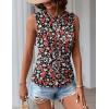 imageZeagoo Womens Ruched Tank Tops Summer Dressy Casual Crewneck Sleeveless Shirts SXXLBlack White Red Flower