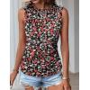imageZeagoo Womens Ruched Tank Tops Summer Dressy Casual Crewneck Sleeveless Shirts SXXLBlack White Red Flower