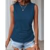 imageZeagoo Womens Ruched Tank Tops Summer Dressy Casual Crewneck Sleeveless Shirts SXXLBlue