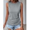 imageZeagoo Womens Ruched Tank Tops Summer Dressy Casual Crewneck Sleeveless Shirts SXXLGrey