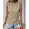 imageZeagoo Womens Ruched Tank Tops Summer Dressy Casual Crewneck Sleeveless Shirts SXXLKhaki