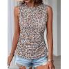 imageZeagoo Womens Ruched Tank Tops Summer Dressy Casual Crewneck Sleeveless Shirts SXXLPink Beige Brown Blue Flower