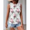 imageZeagoo Womens Ruched Tank Tops Summer Dressy Casual Crewneck Sleeveless Shirts SXXLPink Green Flower