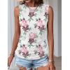 imageZeagoo Womens Ruched Tank Tops Summer Dressy Casual Crewneck Sleeveless Shirts SXXLPink Green Flower