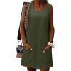 imageZeagoo Summer Dress for Women Sleeveless Tank Dress with Pockets Casual Short A Line Dress Crewneck Sundress 2025Army Green