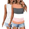 imageZeagoo Womens Ruched Tank Tops Summer Dressy Casual Crewneck Sleeveless Shirts SXXL2 Packgrey White Pink and White