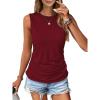 imageZeagoo Womens Ruched Tank Tops Summer Dressy Casual Crewneck Sleeveless Shirts SXXLWine Red