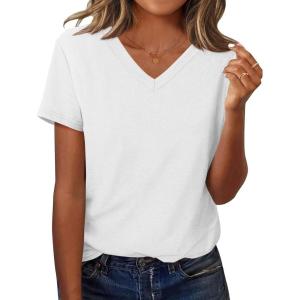 imageZeagoo Short Sleeve Shirts for Women Casual Soft V Neck Basic Tee Tops Summer Outfit Clothes1 Packwhite