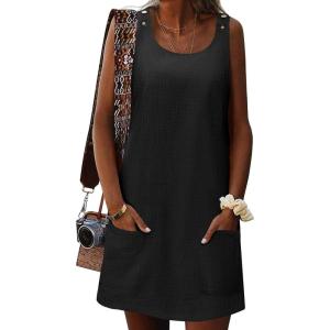 imageZeagoo Summer Dress for Women Sleeveless Tank Dress with Pockets Casual Short A Line Dress Crewneck Sundress 2025Black